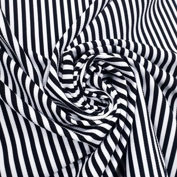 CREPE PRINTS MELANGE STRIPE WHITE n BLACK