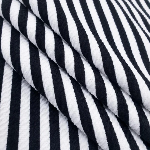 CREPE PRINTS MELANGE STRIPE WHITE n BLACK