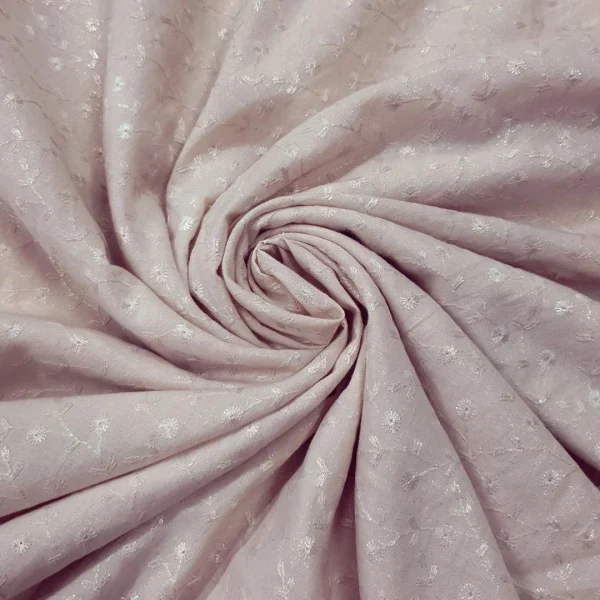 FOILED POLY- VOILE EMBROIDERED DETAIL MILK