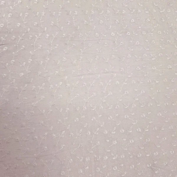 FOILED POLY- VOILE EMBROIDERED DETAIL MILK