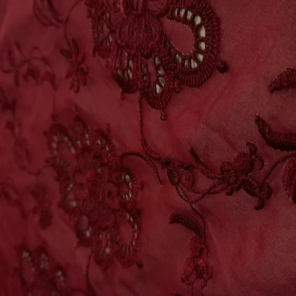 POLY- VOILE EMBROIDERED MAROON