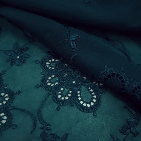 POLY- VOILE EMBROIDERED TEAL