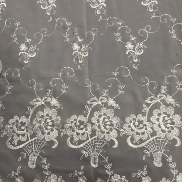 CHIFFON WITH HEAVY BORDER EMBROIDERY CREAM