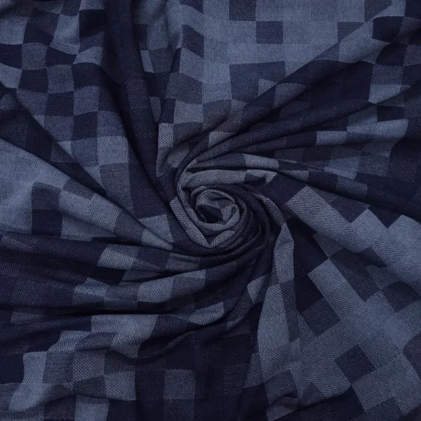 DENIM YARN DYED CHECKERED BOARD NAVY