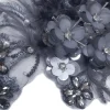 BEADED FANCY PATCH WITH FEATHERS GREY