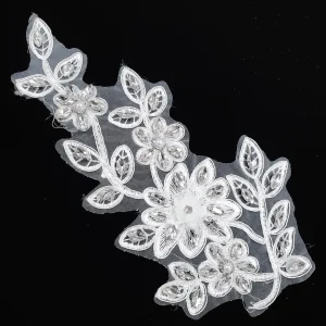 BEADED FANCY PATCH  BEADED SMALL WHITE