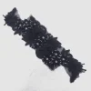 FANCY PATCH STRAIGHT BEADED FLOWER BLACK