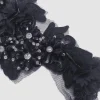 FANCY PATCH STRAIGHT BEADED FLOWER BLACK