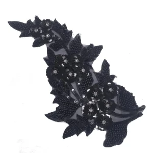 BEADED FANCY PATCH  BLACK