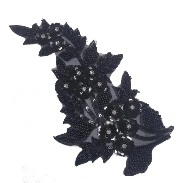 BEADED FANCY PATCH  BLACK