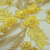 FANCY PATCH BEADED SMALL ROSES YELLOW