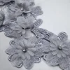 FANCY PATCH BEADED FLOWER DIAGONAL GREY