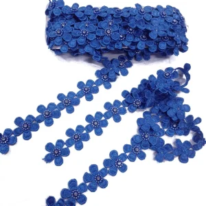 FLOWER TRIM LACE DIAMANTE ROYAL