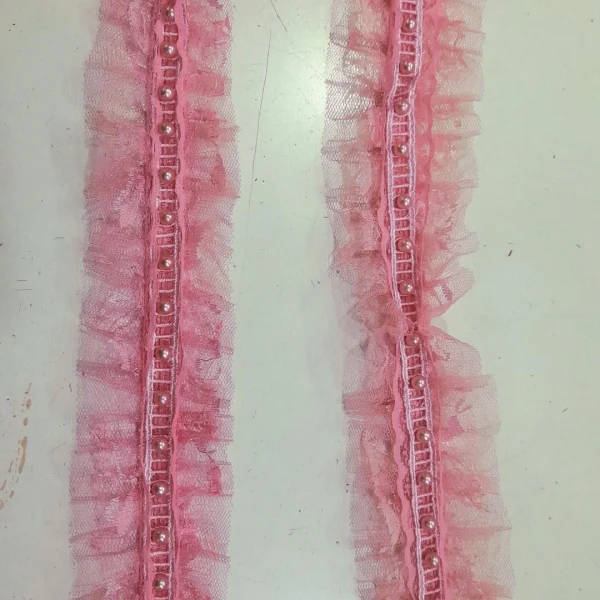 LACE RUFFLED BEADED-PINK