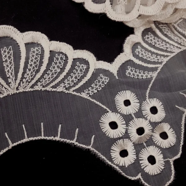 LASER CUT ORGANZA TRIM WITH EMBR (6CM)WIDE