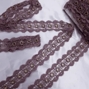 GUIP LACE  EYE-LET DIAMNT D.PINK