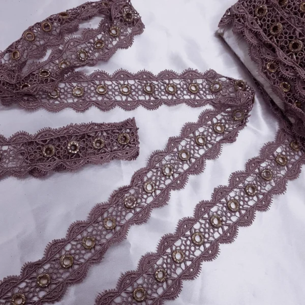 GUIP LACE  EYE-LET DIAMNT D.PINK