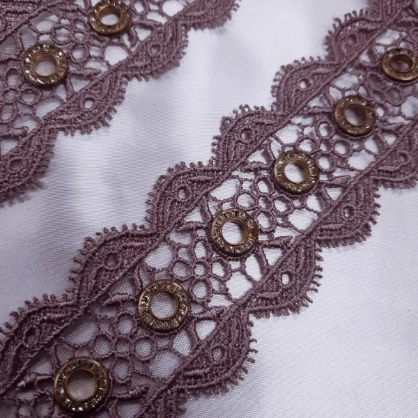 GUIP LACE  EYE-LET DIAMNT D.PINK