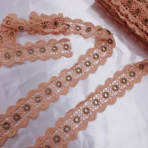 GUIP LACE  EYE-LET DIAMNT PEACH