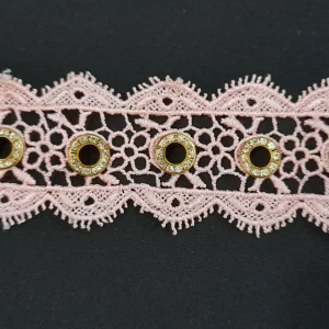 GUIP LACE  EYE-LET DIAMNT PINK
