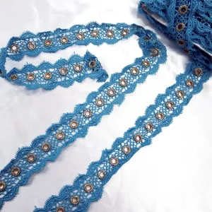 GUIP LACE  EYE-LET DIAMNT TURQ