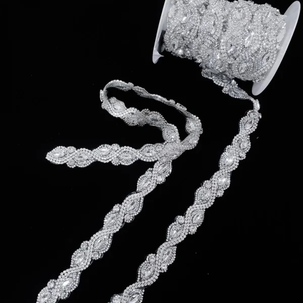 IRON ON TRIM CRYSTAL RHINESTONE SILVER