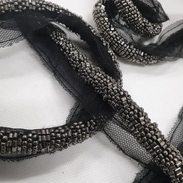 YASMIN DELICATE BEADING ON TAPE MESH BLACK