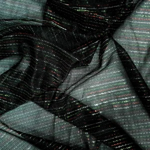 PLISSE KNIT MULTI- LUREX YARN ON BLACK(RED,SLV,GRN)
