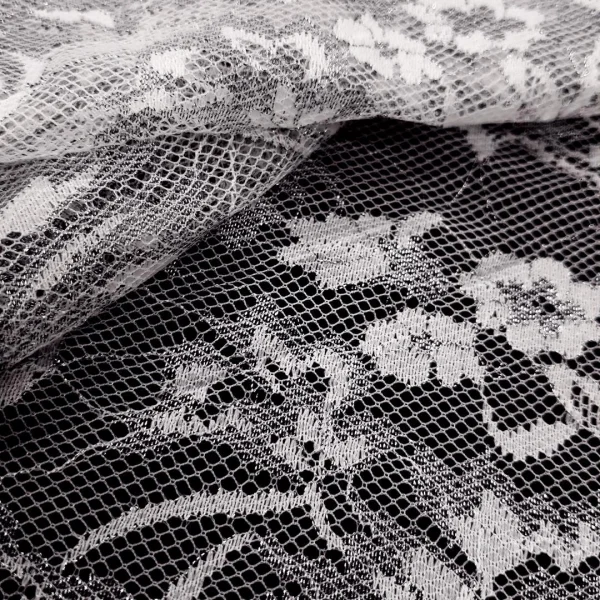 LACE  METALIC FLORAL SILVER