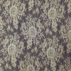 LACE  METALIC FLORAL BEIGE