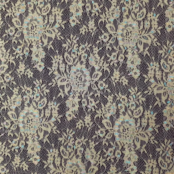 LACE  METALIC FLORAL BEIGE