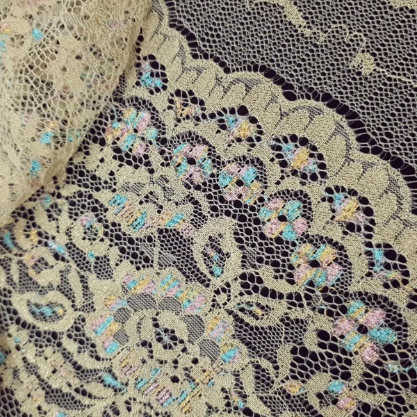 LACE  METALIC FLORAL BEIGE