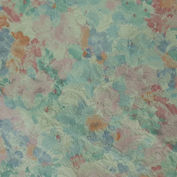 LACE 100% POLYESTER EX ENGLAND FLORAL AQUA  and  PINK