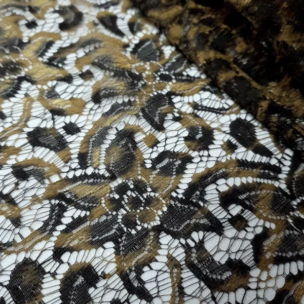 LACE 100% POLYESTER EX ENGLAND FLORAL GOLD  and  BLACK
