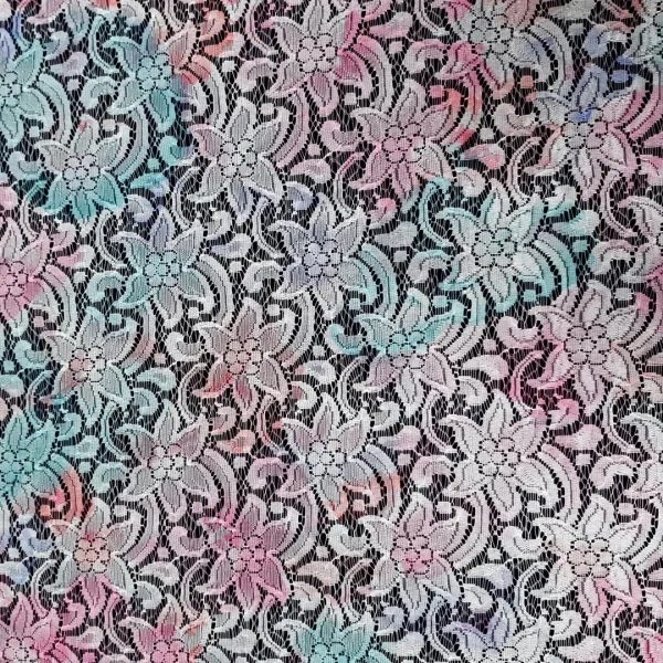 LACE 100% POLYESTER EX ENGLAND FLORAL PINK  and  AQUA