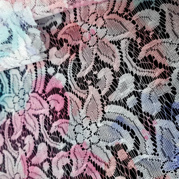 LACE 100% POLYESTER EX ENGLAND FLORAL PINK  and  AQUA
