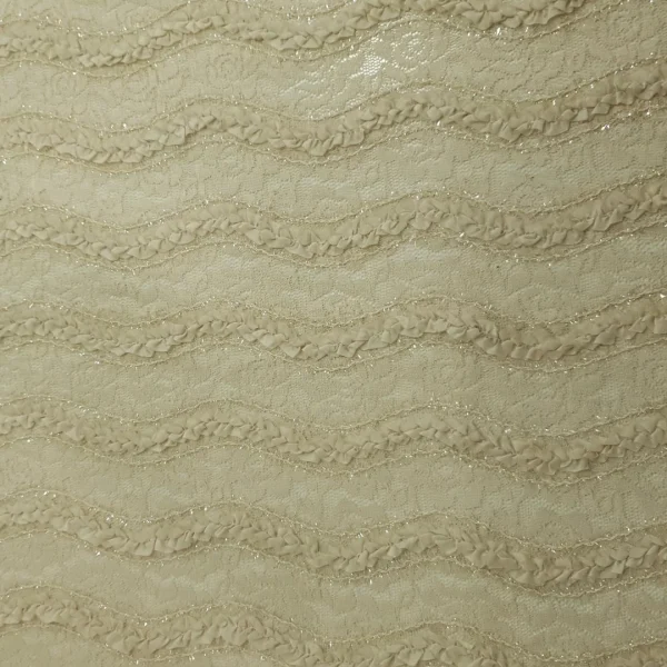 STRETCH LACE  LUREX YARN WITH RIBBON DETAIL BEIGE