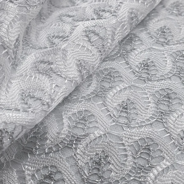 LACE BONDED LUREX LEAF WHITE
