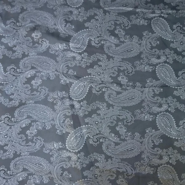 EMBOSSED ACETATE LINING  PAISLEY   GRAY
