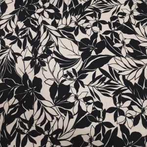LINEN  PRINTED MEDIUM FLORAL BLACK n WHITE