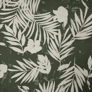 LINEN PRNTD PALM OLIVE and IVORY