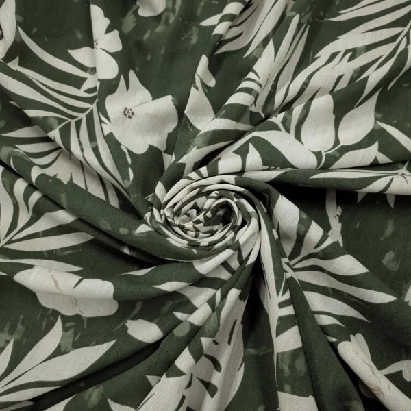LINEN PRNTD PALM OLIVE and IVORY