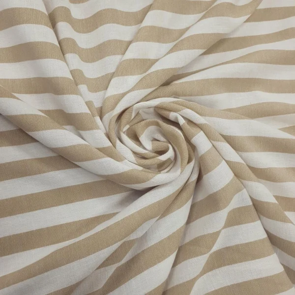 LINEN PRINTED  STRIPE BEIGE and IVORY