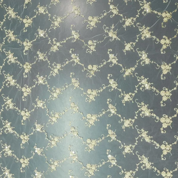 MESH BEADED SMALL FLORAL  BEIGE