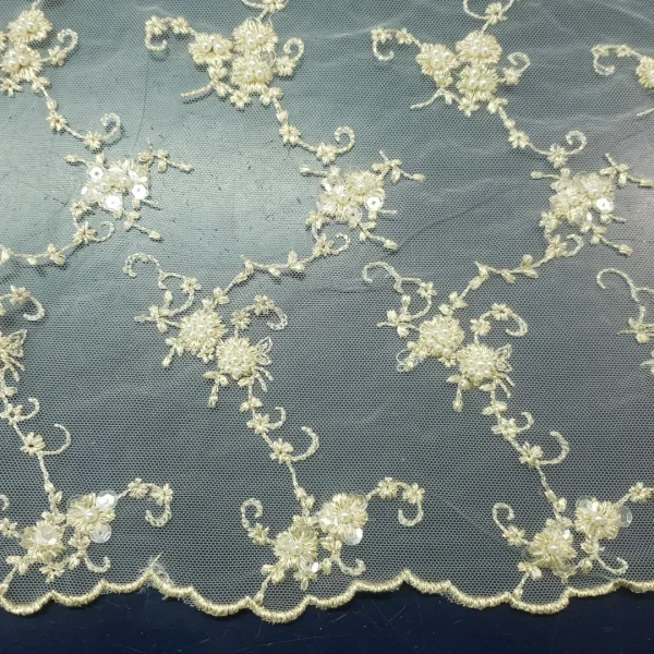 MESH BEADED SMALL FLORAL  BEIGE