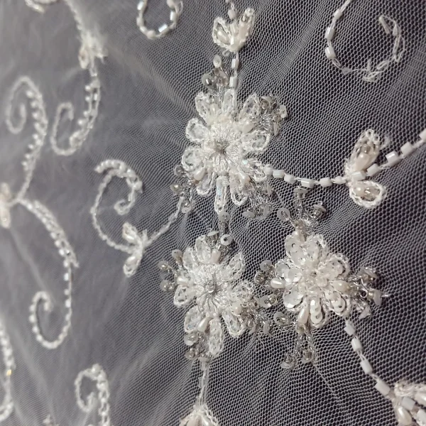 MESH BEADED LUREX SFLO  IVORY