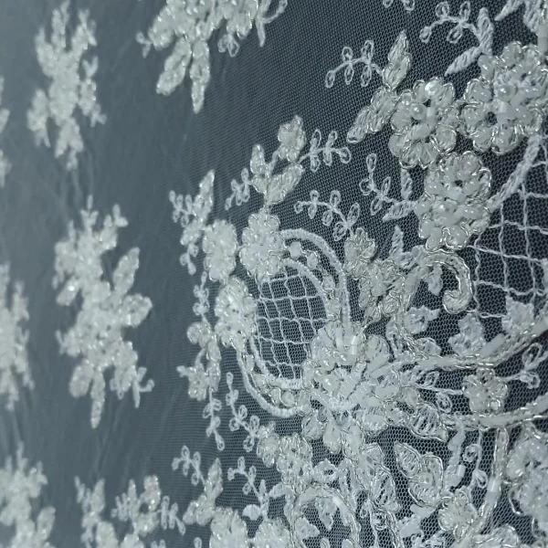 MESH BEADED CUTOUT-LUREX WHITE