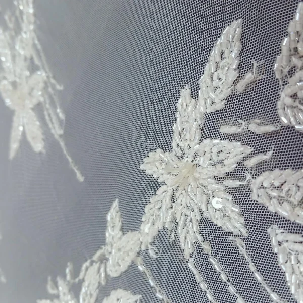 MESH BRIDAL LACE WITH BEADS IVORY