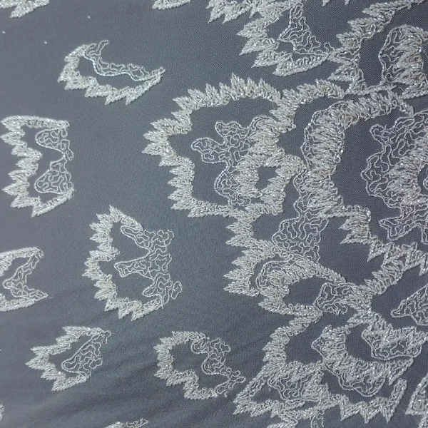 MESH BRIDAL LACE WITH BEADS(1) IVORY