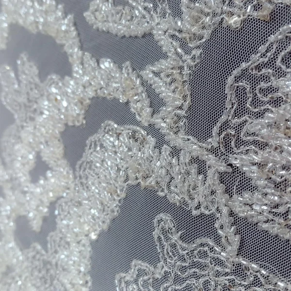 MESH BRIDAL LACE WITH BEADS(1) IVORY